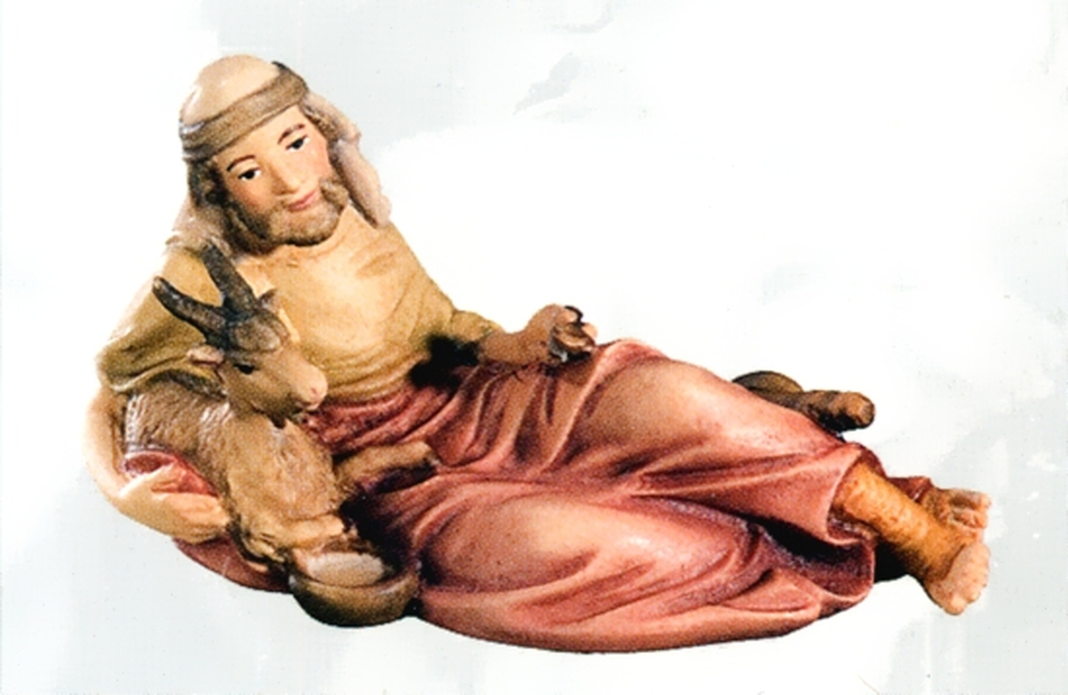 Liegender Hirte mit Ziege Krippenfigur Matteo - Dolfi - Bild-1